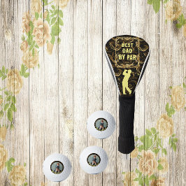 Beste papa door par kalligrafie gouden blad swirl  golfheadcover