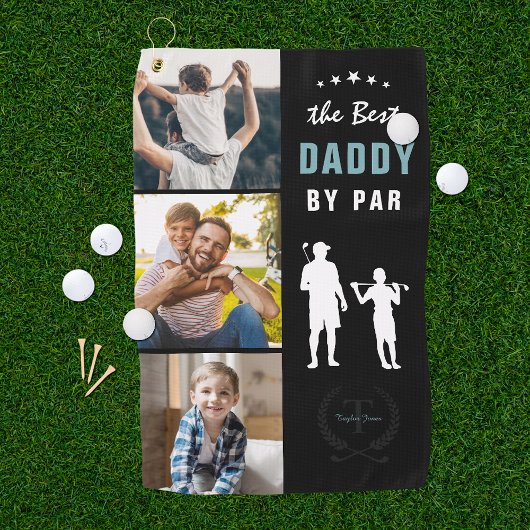 Beste papa door Par | Monogram foto collage Golfhanddoek