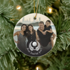 Beste papa door Par Wreath Custom Naam Foto Keramisch Ornament