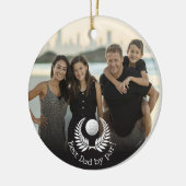 Beste papa door Par Wreath Custom Naam Foto Keramisch Ornament (Links)