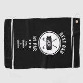 Beste Papa Door Par Zwart en Wit Monogram Golfhanddoek (Horizontaal)