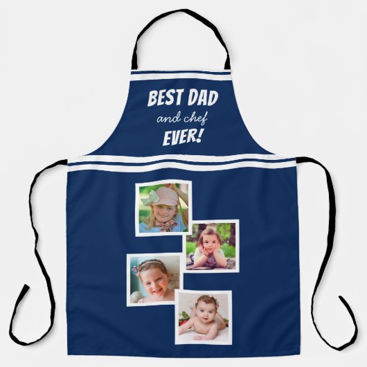 Beste papa en chef-kok ooit 4 Fotocollage Schort (Voorkant)