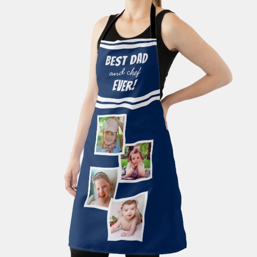 Beste papa en chef-kok ooit 4 Fotocollage Schort (Insitu)