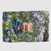 Beste papa Ever Aangepaste foto en typografie Golf Golfhanddoek (Horizontaal)
