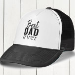 Beste papa Ever Black en White Typografie Trucker Pet<br><div class="desc">Het beste pet van papa ooit met een eenvoudig zwart-wit typografische vormgeving. De beste vader ooit wordt geletterd in een slimme combinatie van manuscript,  serif en sans serif doopvonten met minimalistische het stileren.</div>