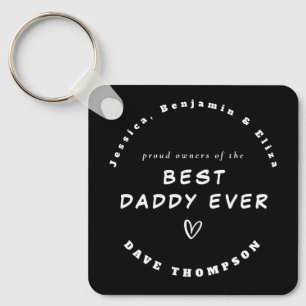 Beste Papa Ever Custom Names Black White Sleutelha Sleutelhanger