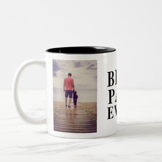 Beste Papa Ever Vader Dag 2 Foto Collage Tweekleurige Koffiemok (Links)