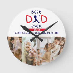 Beste papa familie foto collage vaders dag muur ronde klok
