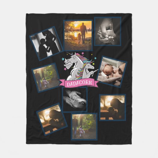 Beste papa foto collage grappige papa eenhoorn fleece deken (Voorkant)