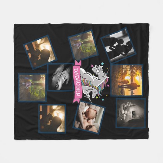 Beste papa foto collage grappige papa eenhoorn fleece deken (Voorkant (Horizontaal))