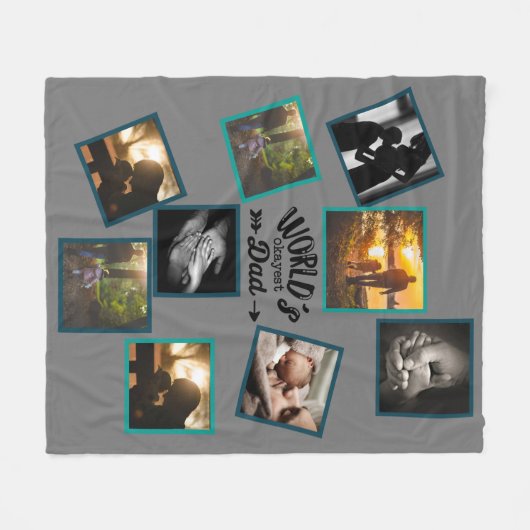 Beste papa foto collage grappige vaderschap quote fleece deken (Voorkant (Horizontaal))