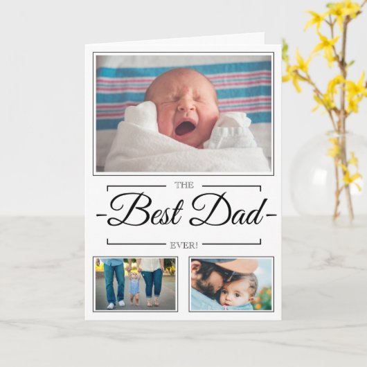 Beste papa foto collage Vaderdag kaart (Gele Bloem)