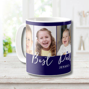 Beste papa foto gepersonaliseerd blauw koffiemok