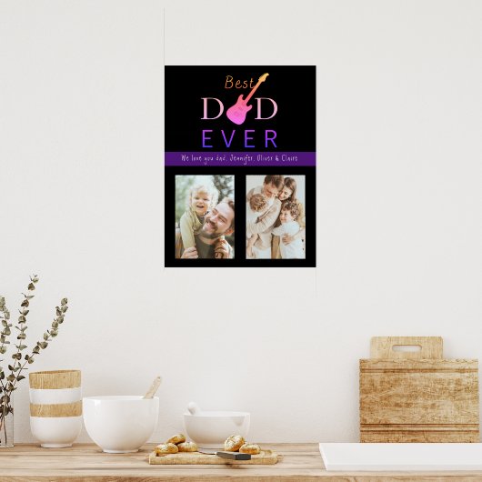 Beste Papa Fotocollage Cool Moderne Vaderdag Poster (Keuken)