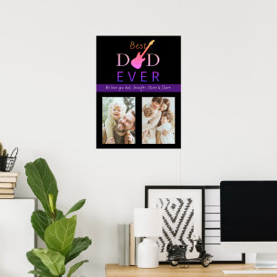 Beste Papa Fotocollage Cool Moderne Vaderdag Poster