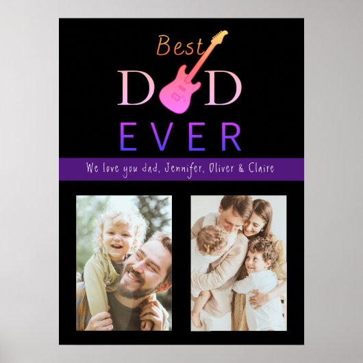 Beste Papa Fotocollage Cool Moderne Vaderdag Poster (Voorkant)