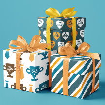 Beste Papa geel en blauw hart trofee set van 3