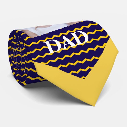Beste Papa Gele Chevron & Foto Stropdas (Opgerold)