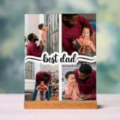 Beste Papa Gepersonaliseerde 4 Fotocollage Acryl Bord (Neutraal)