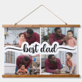 Beste Papa Gepersonaliseerde 4 Fotocollage Hangend Wandkleed (Voorkant)