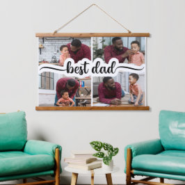 Beste Papa Gepersonaliseerde 4 Fotocollage Hangend Wandkleed