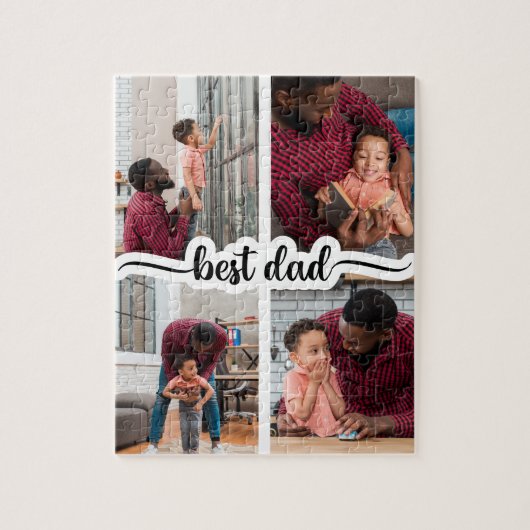 Beste Papa Gepersonaliseerde 4 Fotocollage Legpuzzel (Verticaal)