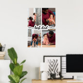 Beste Papa Gepersonaliseerde 4 Fotocollage Poster (Thuiskantoor)