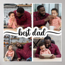 Beste Papa Gepersonaliseerde 4 Fotocollage Poster