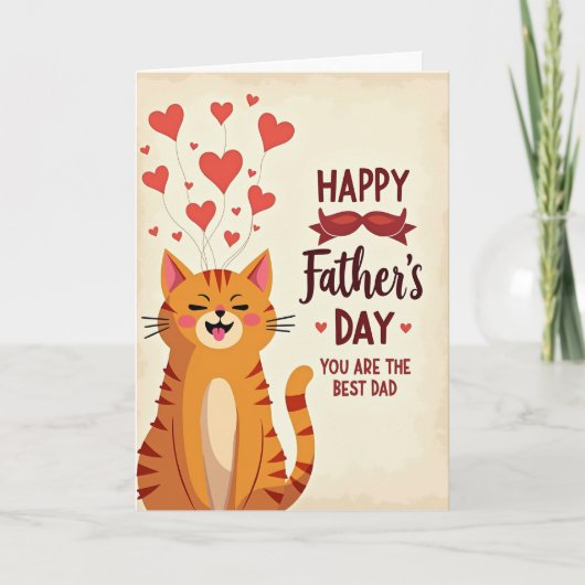 Beste Papa Gestreepte Kat Kaart (Voorkant)