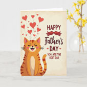 Beste Papa Gestreepte Kat Kaart (Gele Bloem)