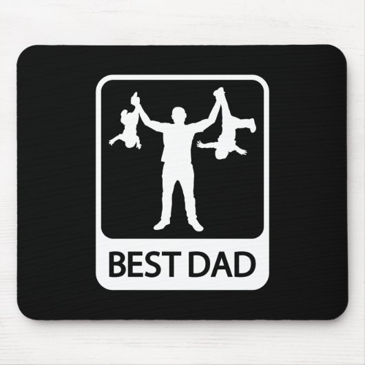 Beste Papa - Grappige Silhouet van Vader die Kinde Muismat (Voorkant)