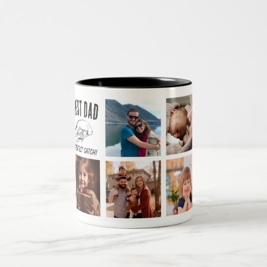 Beste papa - Grootste vangst! Geviste aangepaste M Tweekleurige Koffiemok (Center)