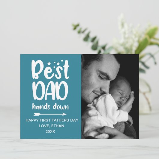 Beste papa handen neer- vader's fotokaart kaart (Staand voorkant)