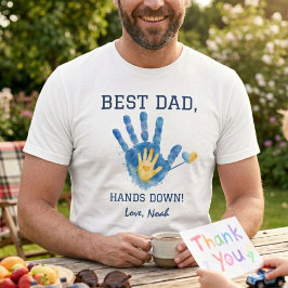 Beste papa hands down blauw geel aquarel ontwerp  t-shirt