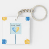 Beste papa hands down blauw geel aquarel sleutelhanger (Achterkant)