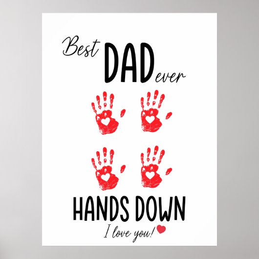 Beste papa Hands Down Handafdruk Art Print (Voorkant)