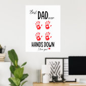 Beste papa Hands Down Handafdruk Art Print (Thuiskantoor)