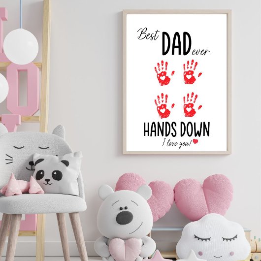 Beste papa Hands Down Handafdruk Art Print