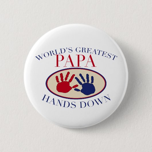 Beste Papa Hands Down Ronde Button 5,7 Cm (Voorkant)