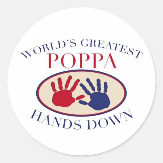 Beste Papa Hands Down Ronde Sticker (Voorkant)
