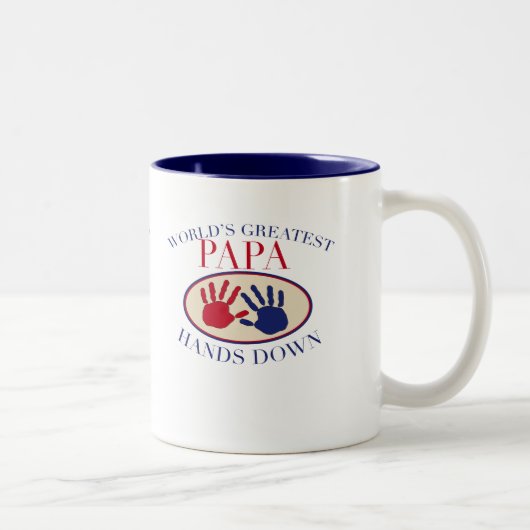 Beste Papa Hands Down Tweekleurige Koffiemok (Rechts)