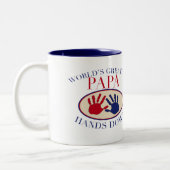 Beste Papa Hands Down Tweekleurige Koffiemok (Links)