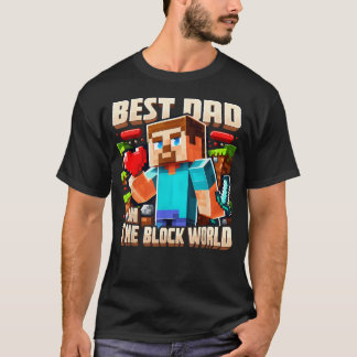 Beste papa in de Block World Pixel-gaming vader T-shirt