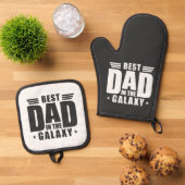 Beste papa in de Melkweg - Vaderdag, Verjaardag Ovenwant & Pannenlap Set (Top down)