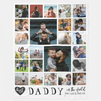 Beste papa in de wereld Modern 24 foto Fleece Deken