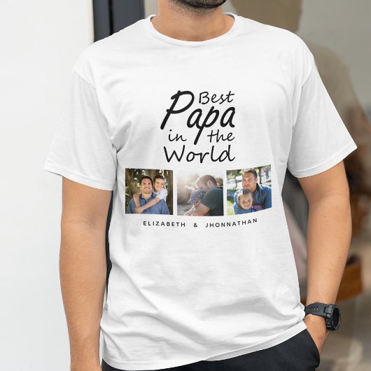 Beste Papa in de wereld Moderne Vader Fotocollage T-shirt