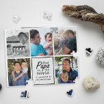 Beste Papa in de wereld Photo Collage Vaderdag Legpuzzel<br><div class="desc">Vier je vader met de "Beste Papa in de Wereld Photo Collage Vaderdag Jigsaw Puzzle"! Deze puzzel is voorzien van een zwart script typografie quote "Beste Papa in de Wereld" rond een strak zwart vierkant lijst. Personaliseer het met de namen van uw kinderen in vetgedrukte zwarte tekst onder het citaat...</div>