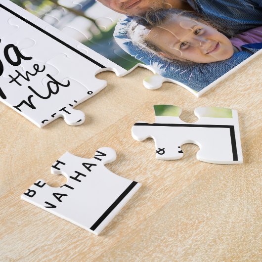 Beste Papa in de wereld Photo Collage Vaderdag Legpuzzel (Zijkant)