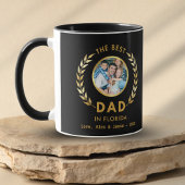 Beste papa in Florida Custom Photo Zwart en Goud Mok