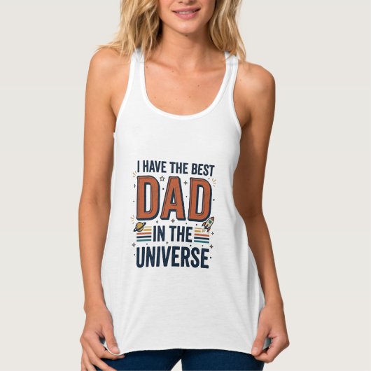 Beste papa in het heelal ruimte vector ontwerp_1 tanktop (Voorkant)